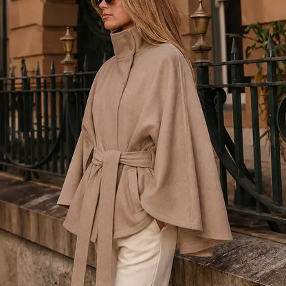 Women's Belted Wool-Blend Cape Coat