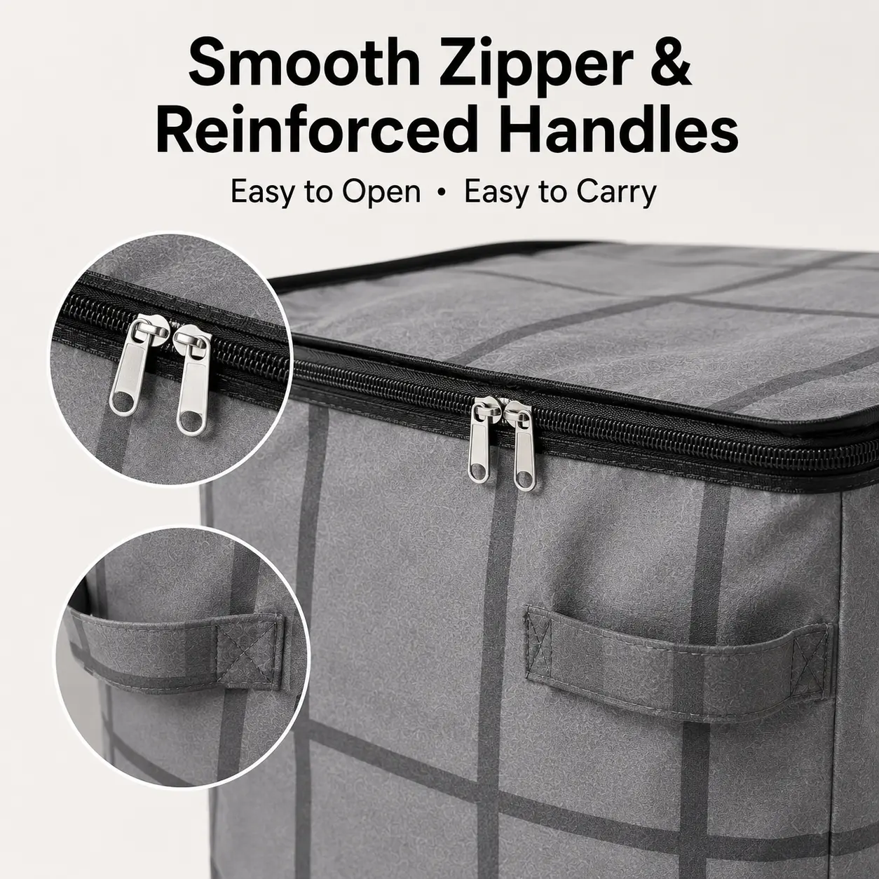 Spacious Moving Fabric Storage Bin – Zippered Organizer for Quilts