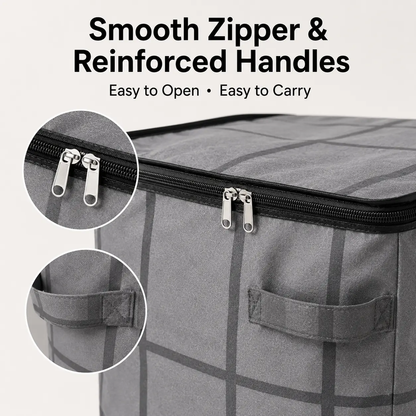 Spacious Moving Fabric Storage Bin – Zippered Organizer for Quilts