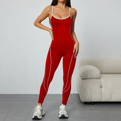 Seamless Criss-Cross Back Workout Jumpsuit – Second-Skin Sculpting Activewear with Hip-Lifting Fit