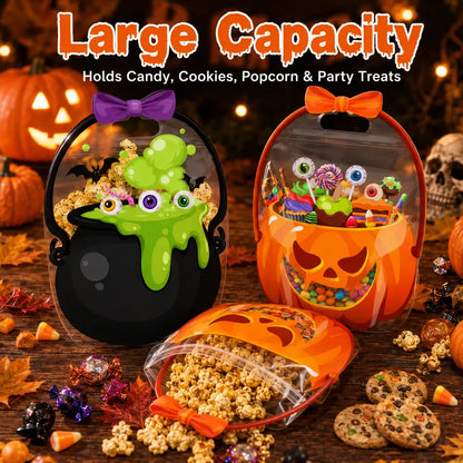 Halloween Plastic Goodie Bags for Candy, Treats & Party Favors