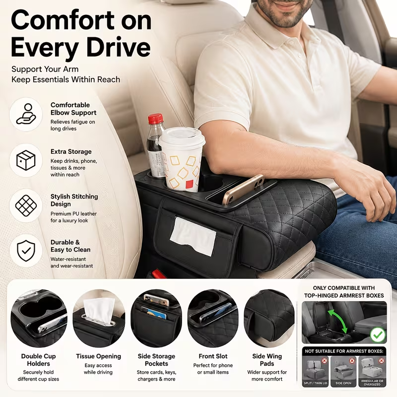 🚗Multifunctional 4-in-1 Car Armrest Storage Mat🚗