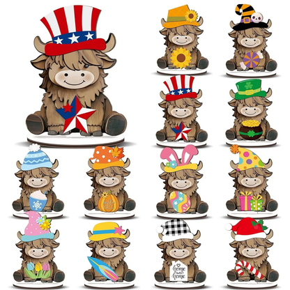 Cute animal wooden signs with multiple magnetic holiday accessories