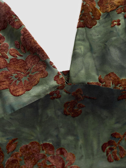 Women's Floral Deep V Neck Crop Top & Fish Tail Skirt Set, All-Over Print Design