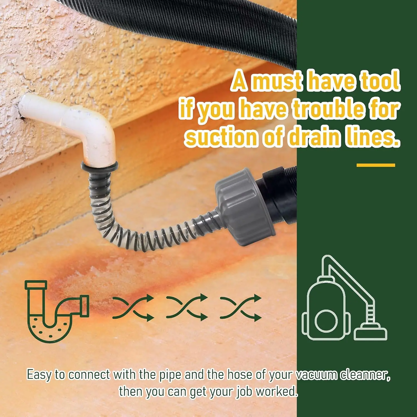 Air Conditioner Drain Pipe Cleaning Tool – Compatible with Most PVC Pipe Sizes