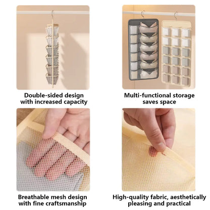 🔥 Space-Saving Bra & Underwear Hanging Organizer – 30 Pockets Dual-Sided Closet Storage Bag for Lingerie. Socks & Small Essentials
