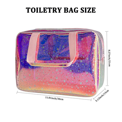 👜Holographic Star Toiletry Bag – Large Capacity Cosmetic Organizer👜
