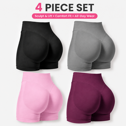 Women's High-Waisted Butt-Lifting Athletic Shorts (4-Pack)