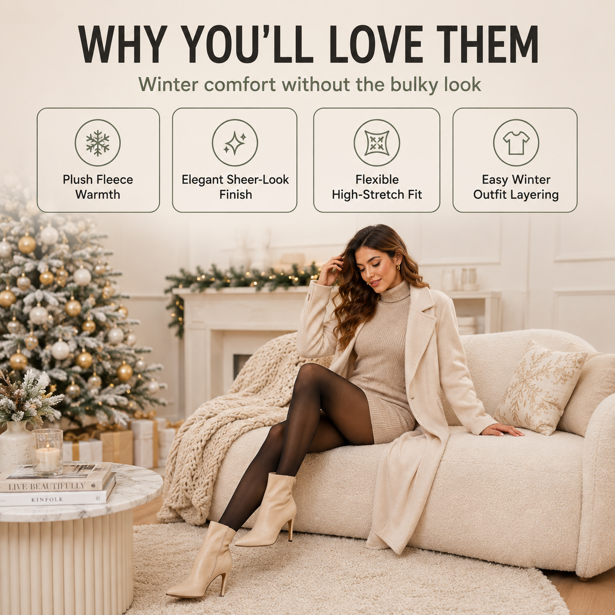 Women’s Fleece-Lined Fake Sheer Thermal Tights