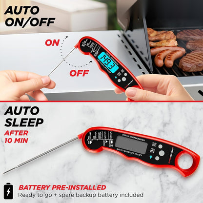 Instant-Read Digital Meat Thermometer – 1–2s Fast, IP67 Waterproof