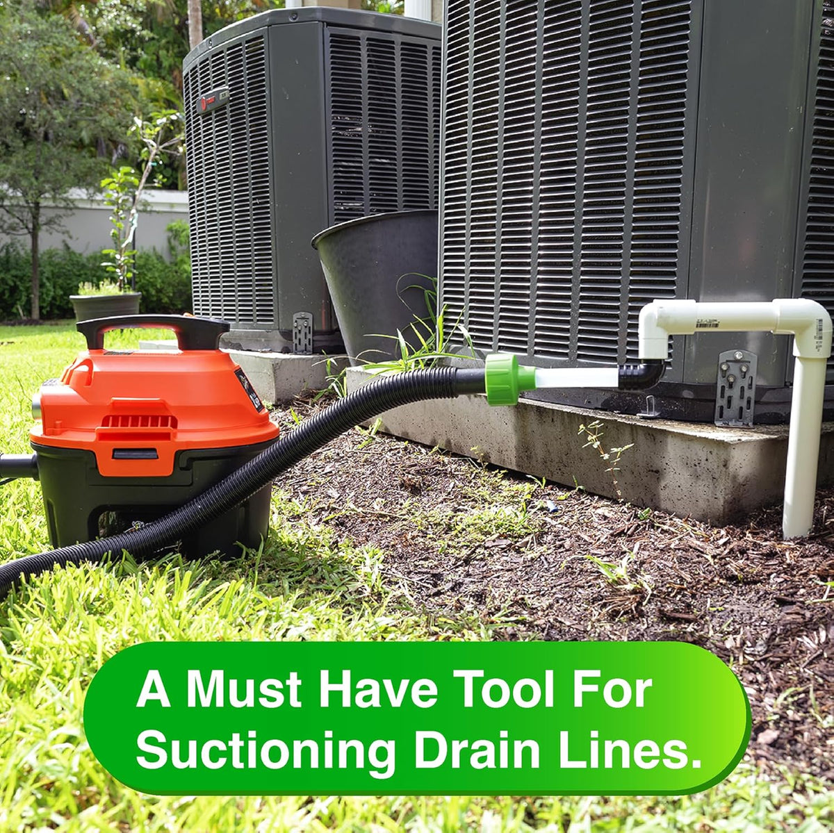 Drain Line Cleaner Adapter - Evacuates & Unclogs HVAC to PVC Lines - Universal Fit Unclogger Tool With Clear Visibility