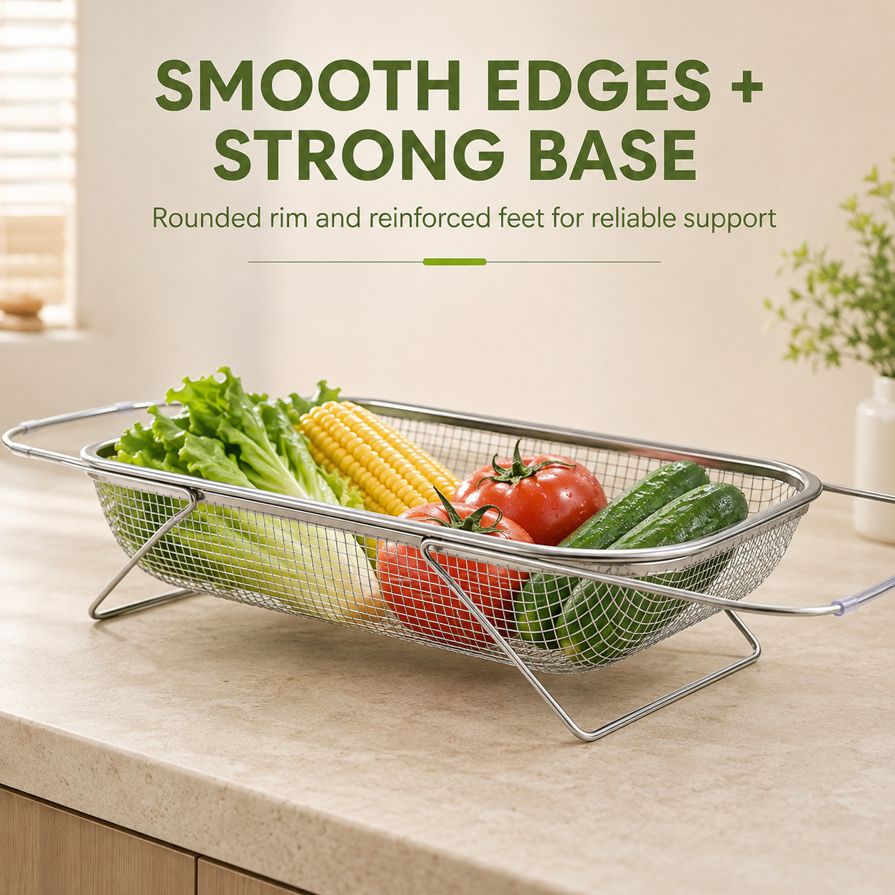 Expandable Stainless Steel Over-the-Sink Colander