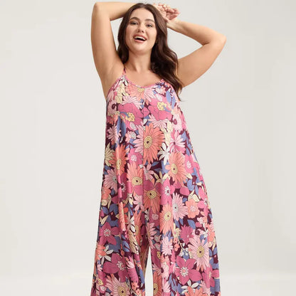 Women’s Plus Size Bohemian Spandex Overalls – Flowy Comfort, Effortless Style