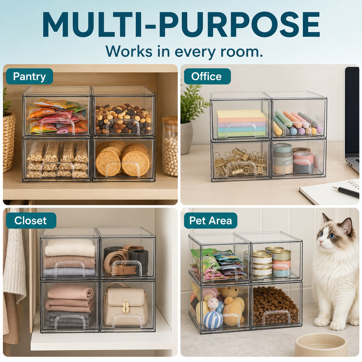 Clear Stackable Storage Drawers
