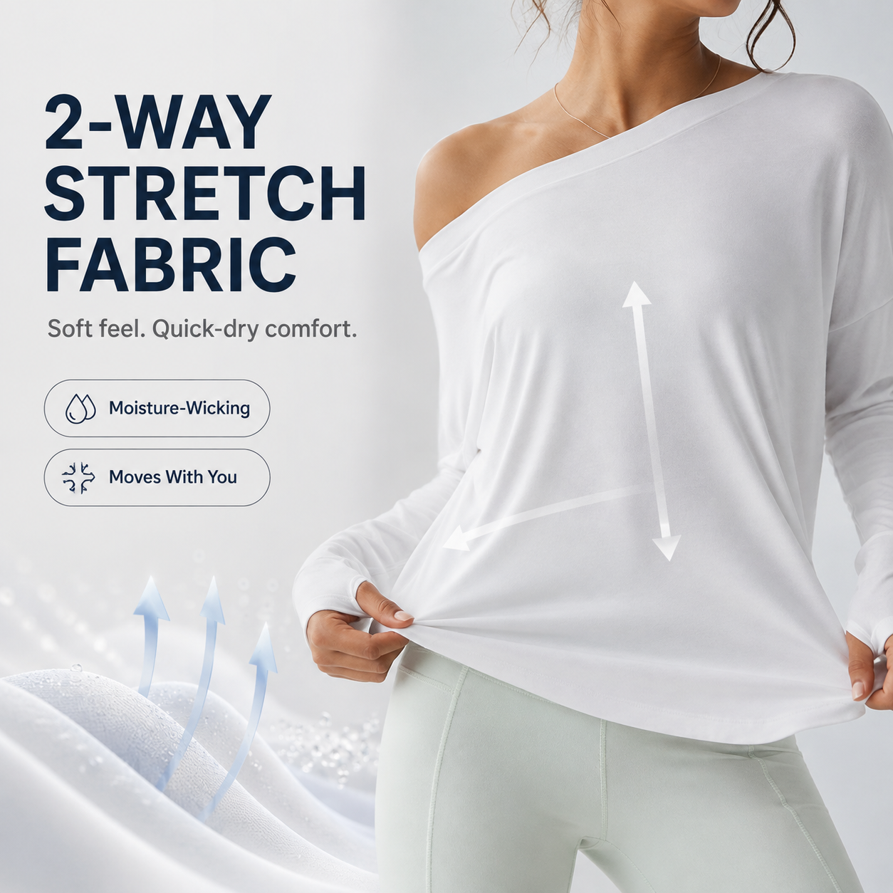 One-Shoulder Long Sleeve Yoga Top