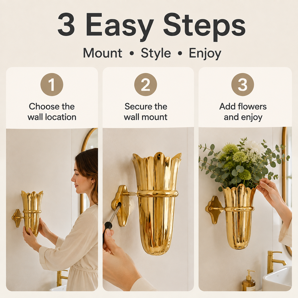 Luxury Gold Wall-Mounted Floral Vase
