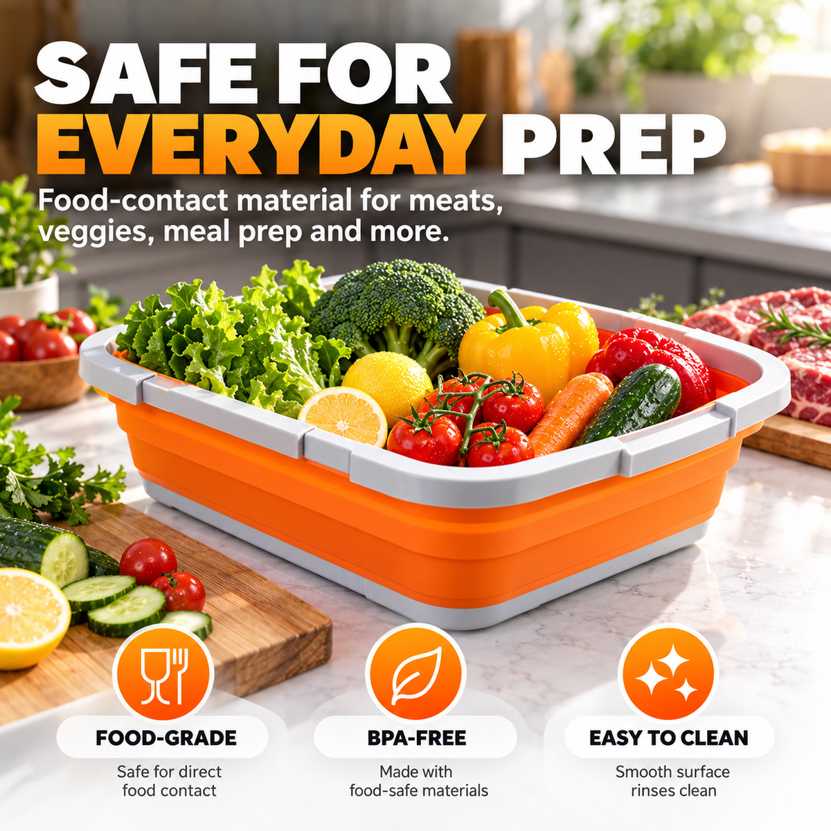 Collapsible 2-in-1 BBQ Prep & Storage Tub