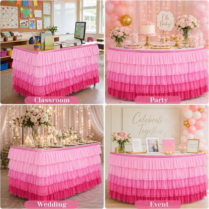 Slip-On Ruffle Table Skirt – No Clips, No Pins, No Hassle