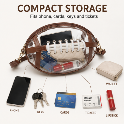 Football-Shaped Clear Crossbody Bag