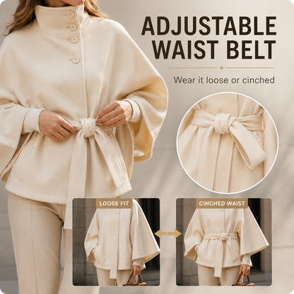 Women's Belted Wool-Blend Cape Coat