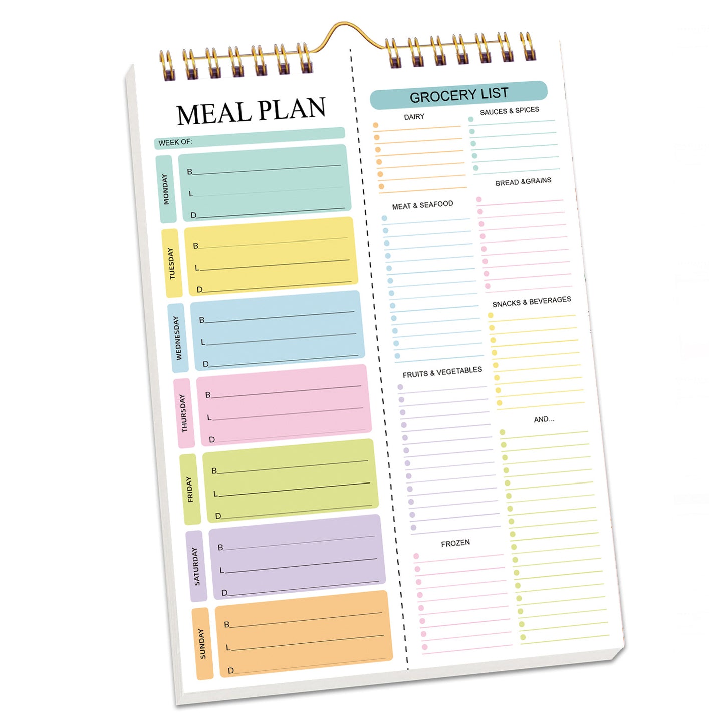 Undated Weekly Meal Planner: 52 Double-Sided Sheets, Grocery List