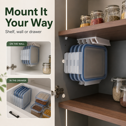 5-Slot Food Storage Lid Organizer Stop Digging. Start Grabbing.