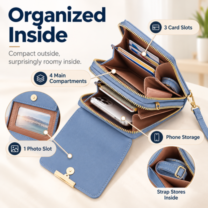 📱Touchscreen Crossbody Phone Bag with Card Slots & Dual Zippers📱