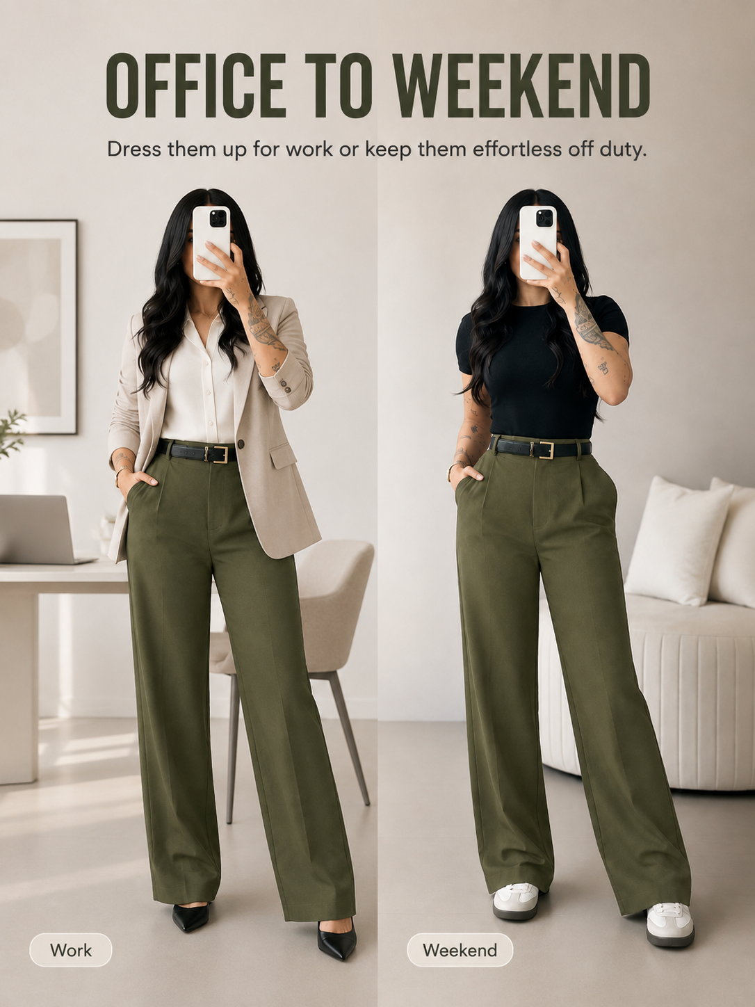High-Waist Straight-Leg Pants