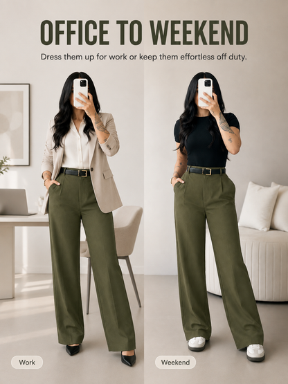 High-Waist Straight-Leg Pants