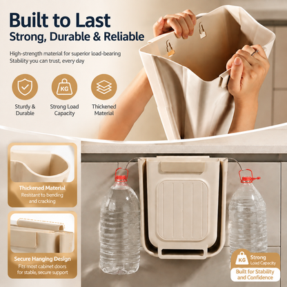 Foldable Hanging Trash Can 1.6 Gallon | Space-Saving Bin for Kitchen, RV, Car & Camping