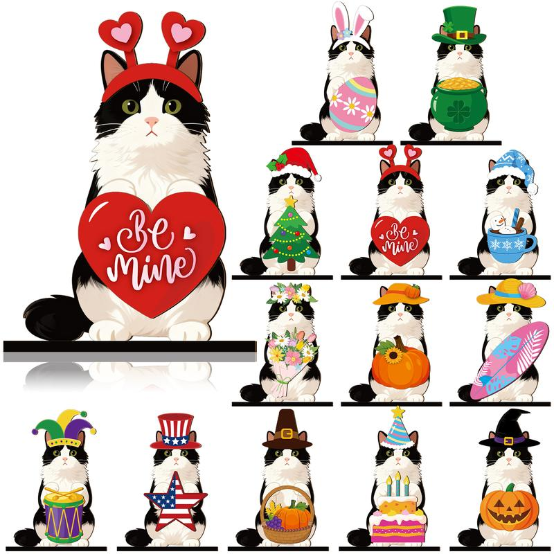 Cute animal wooden signs with multiple magnetic holiday accessories
