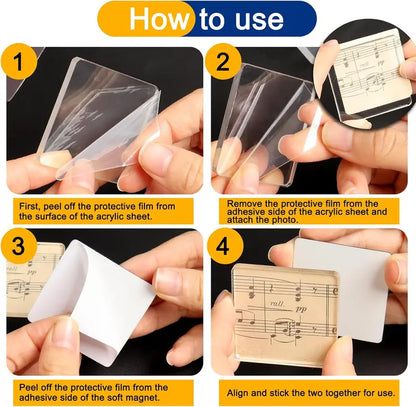 Magnetic Photo Frames 2"x2" Clear Acrylic DIY Fridge Magnets
