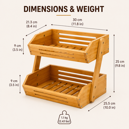 2-Tier Natural Bamboo Fruit Basket
