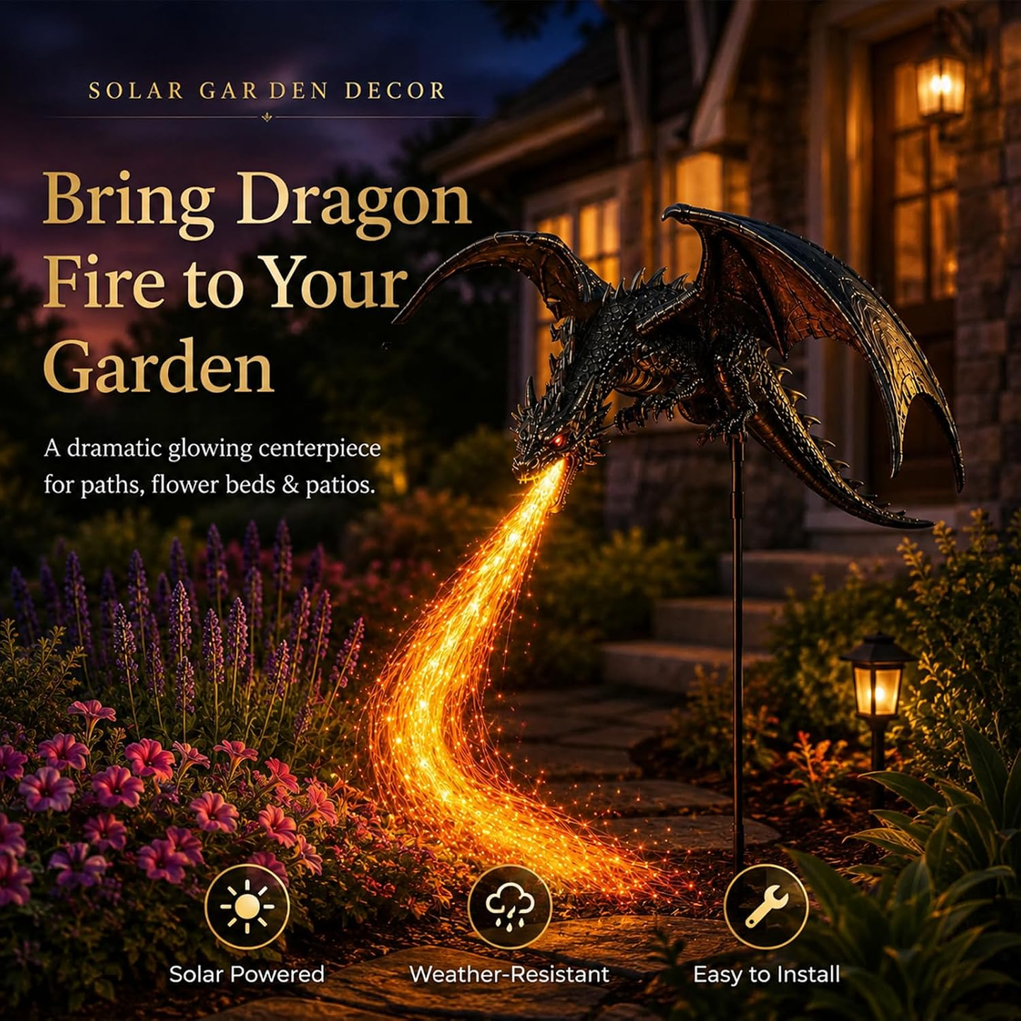 Dragon Flame Solar Garden Lights