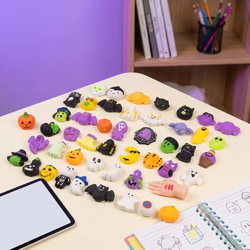 50PCS Halloween Mochi Squishy Toys Bulk Set