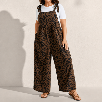 Plus Size Sleeveless Casual Jumpsuit for Women - Loose Fit, with Pockets