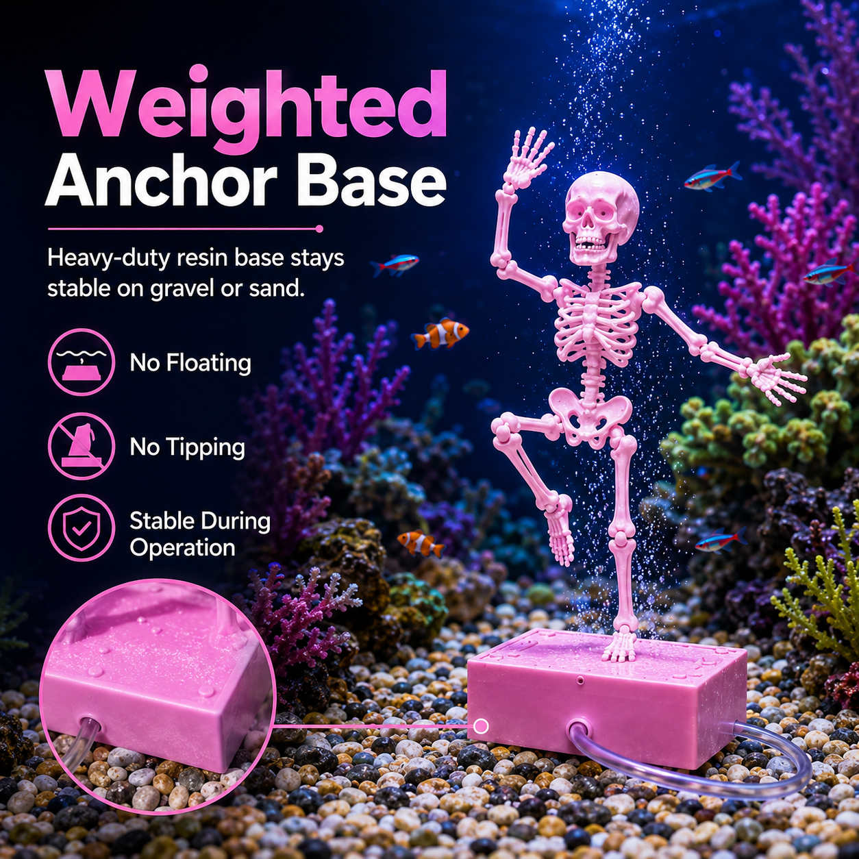 Dancing Skeleton Bubble Aquarium Ornament