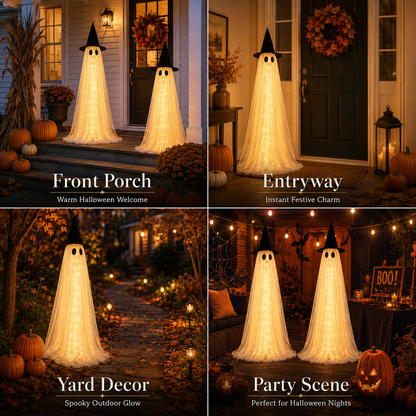 👻2-Pack 5.5FT Ghost Light-Up Halloween Decoration Set👻