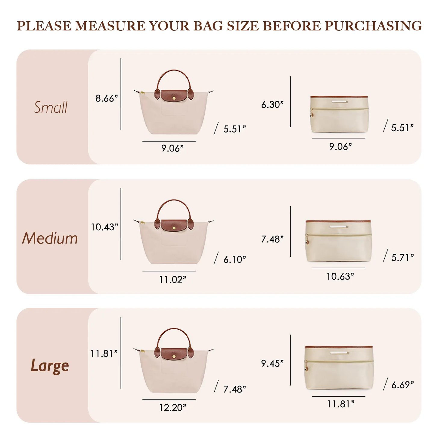 Lightweight waterproof tote bag insert with zippered pocket and cup holder
