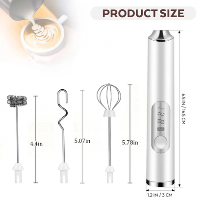 3-in-1 Rechargeable Milk Frother – Perfect for Coffee and Baking