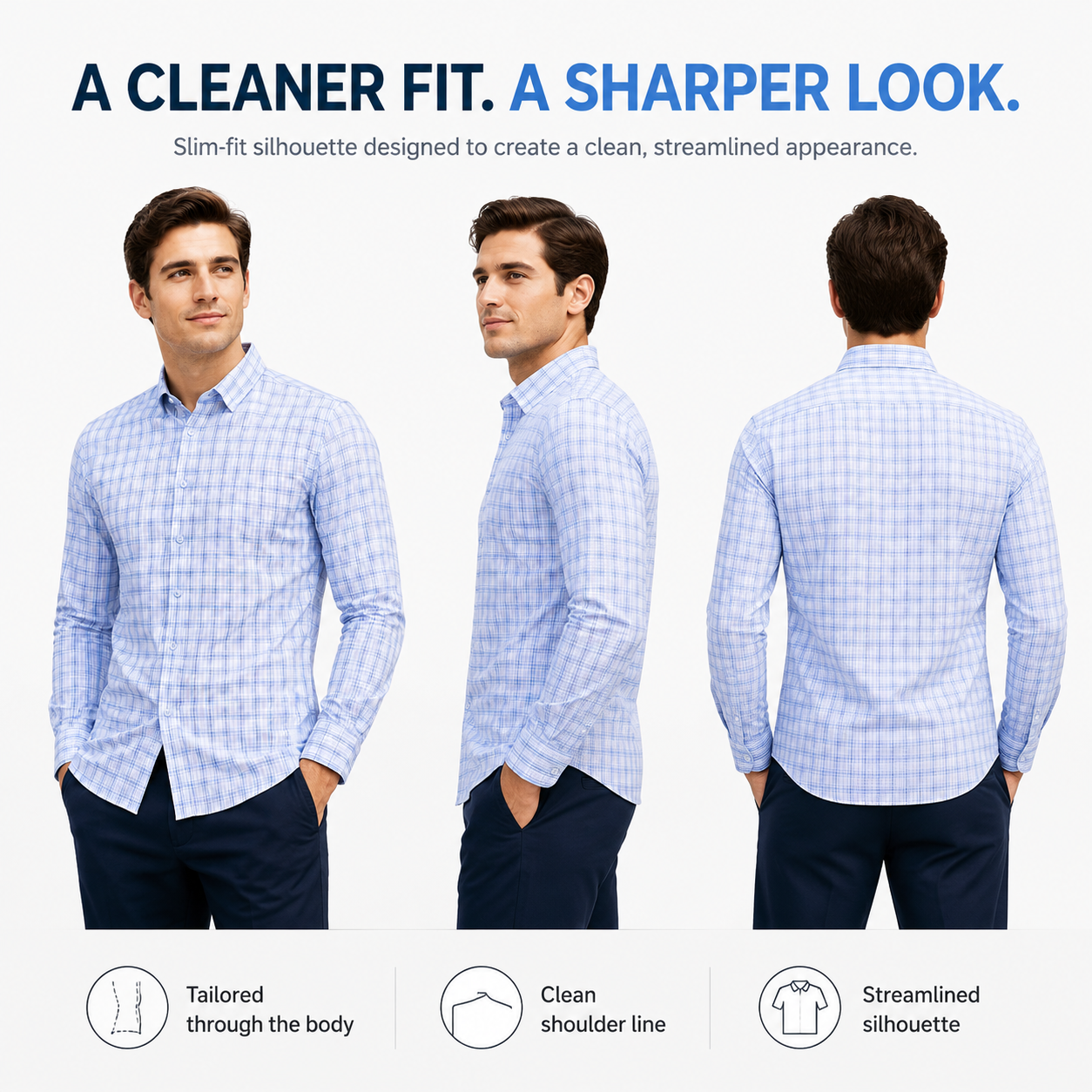 Men's Classic Plaid Slim Fit Button Down Shirt