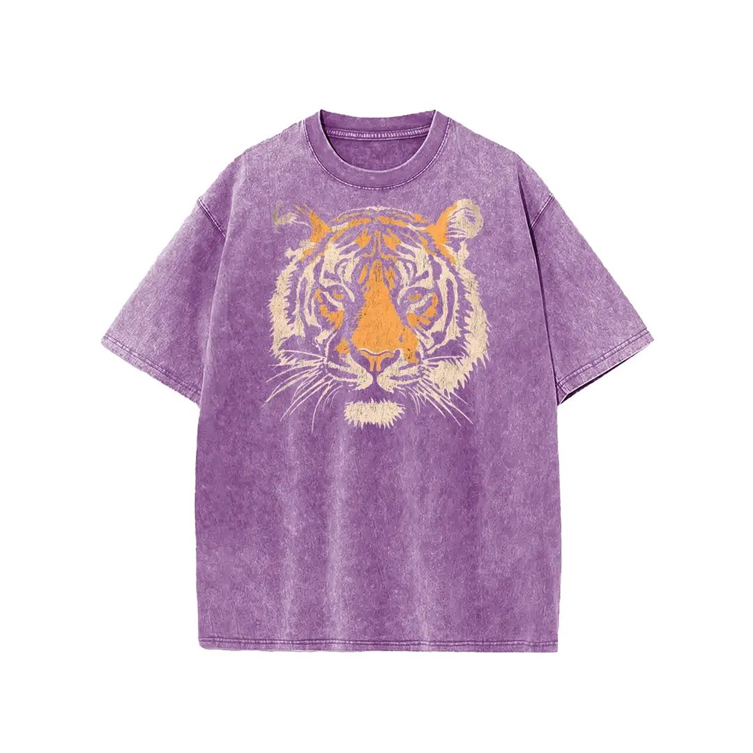 Unisex Retro Tiger Stripe Pattern Short-Sleeve T-Shirt