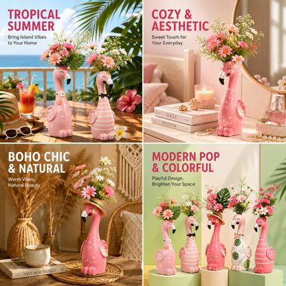 Cute Flamingo Decorative Resin Vase