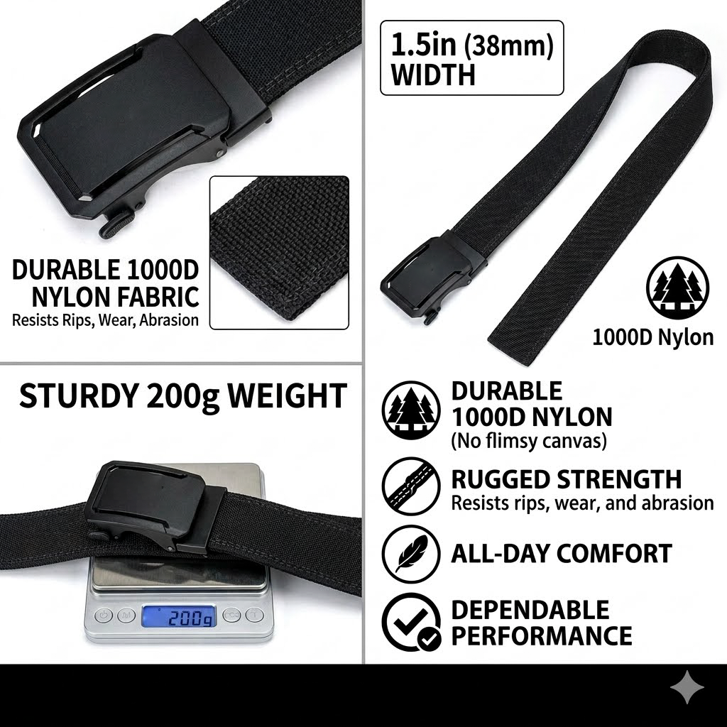 Quick-Release Tactical Belt – Heavy-Duty 1000D Nylon Work Belt