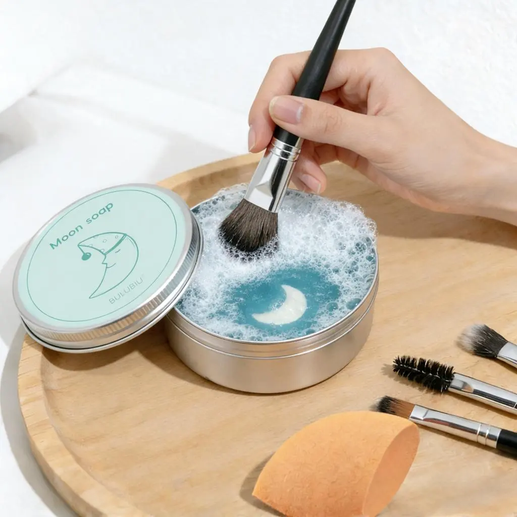 Heart-shaped makeup brush cleaning soap