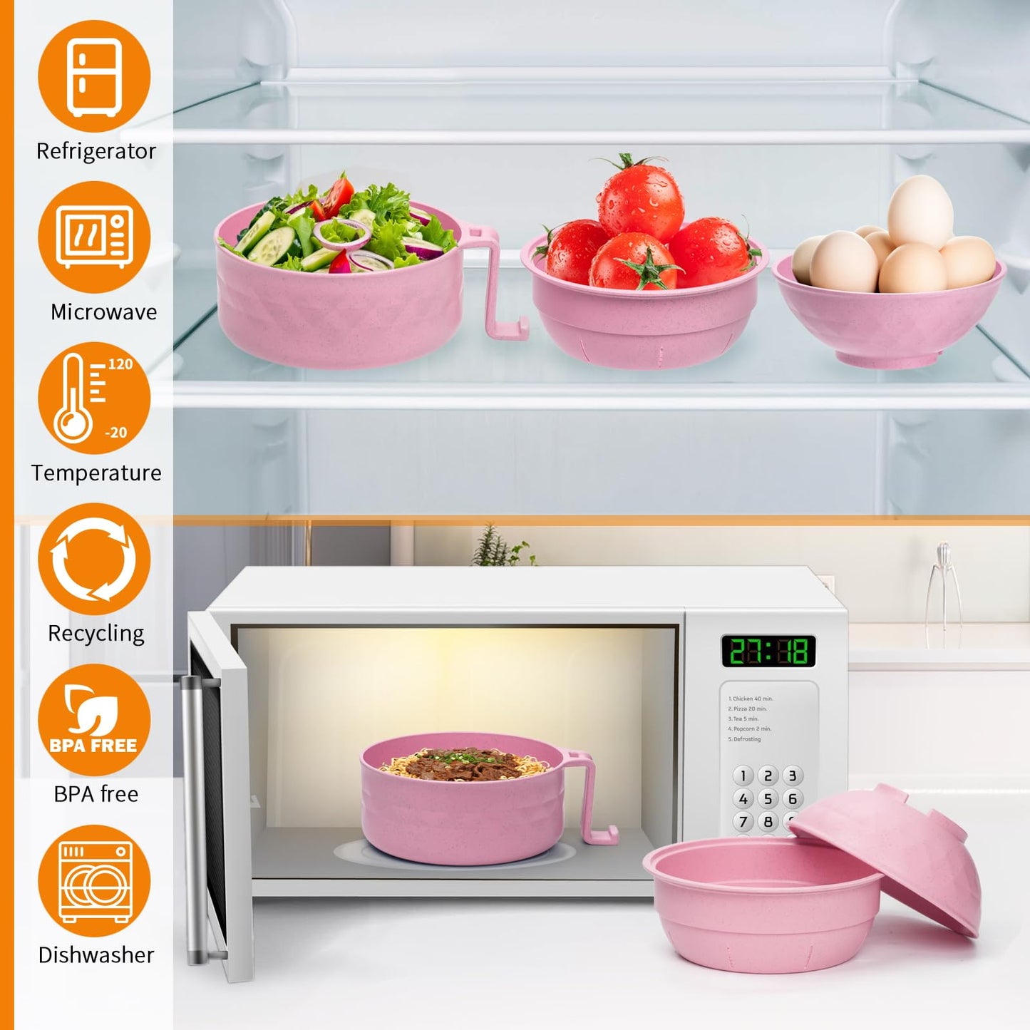 Microwave Ramen Cooker Bowl (6-Piece Set)— Easy Meals Without Cooking