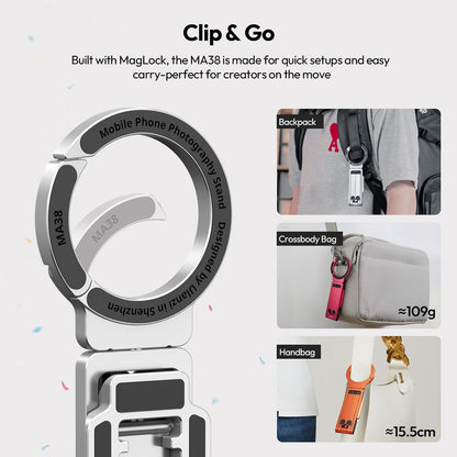 MagLock 5-in-1 Magnetic MagSafe Carabiner Phone Stand