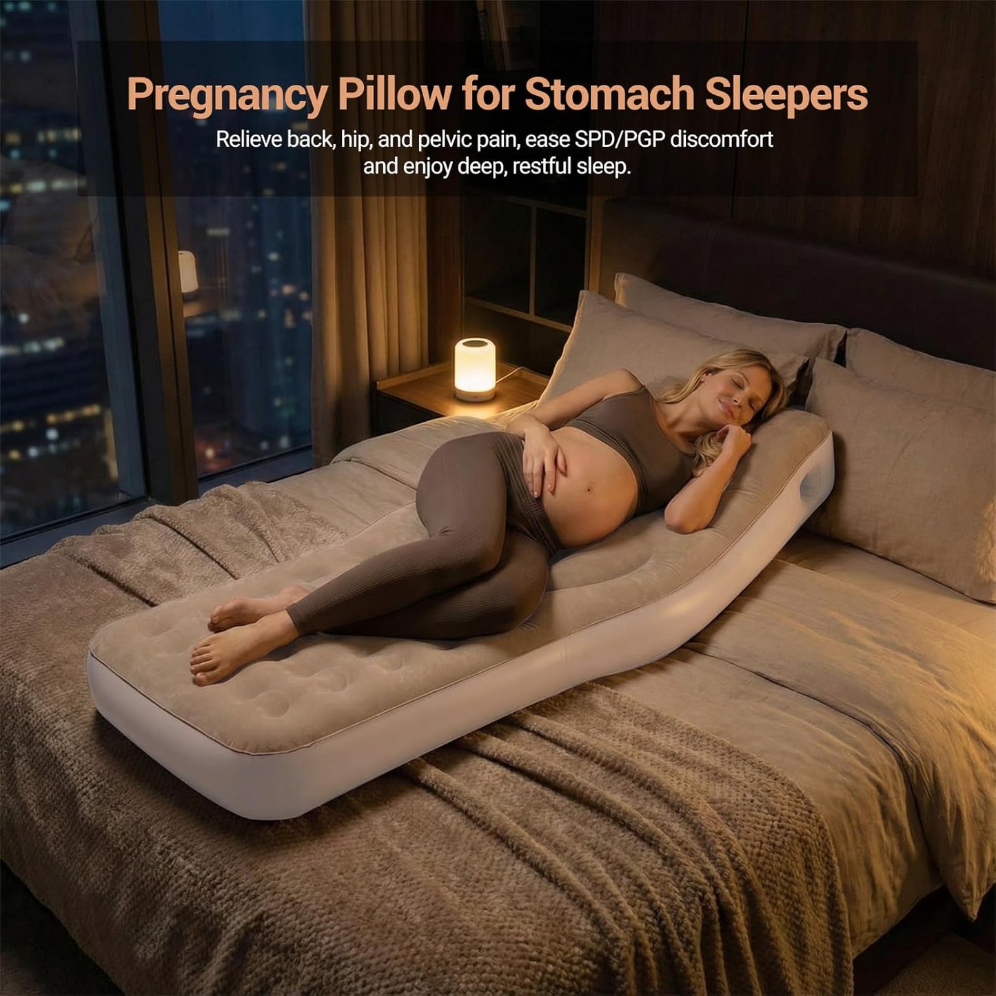 Inflatable Pregnancy Pillow with Belly & Head Hole, Prone Pregnancy Pillow for Stomach Sleepers