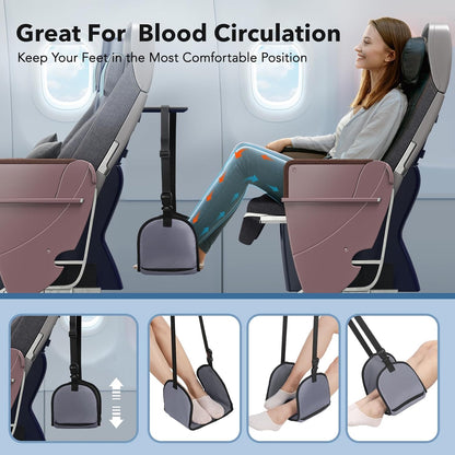 Airplane Foot Rest Hammock for Long Flights（Free storage bag and sleep set）