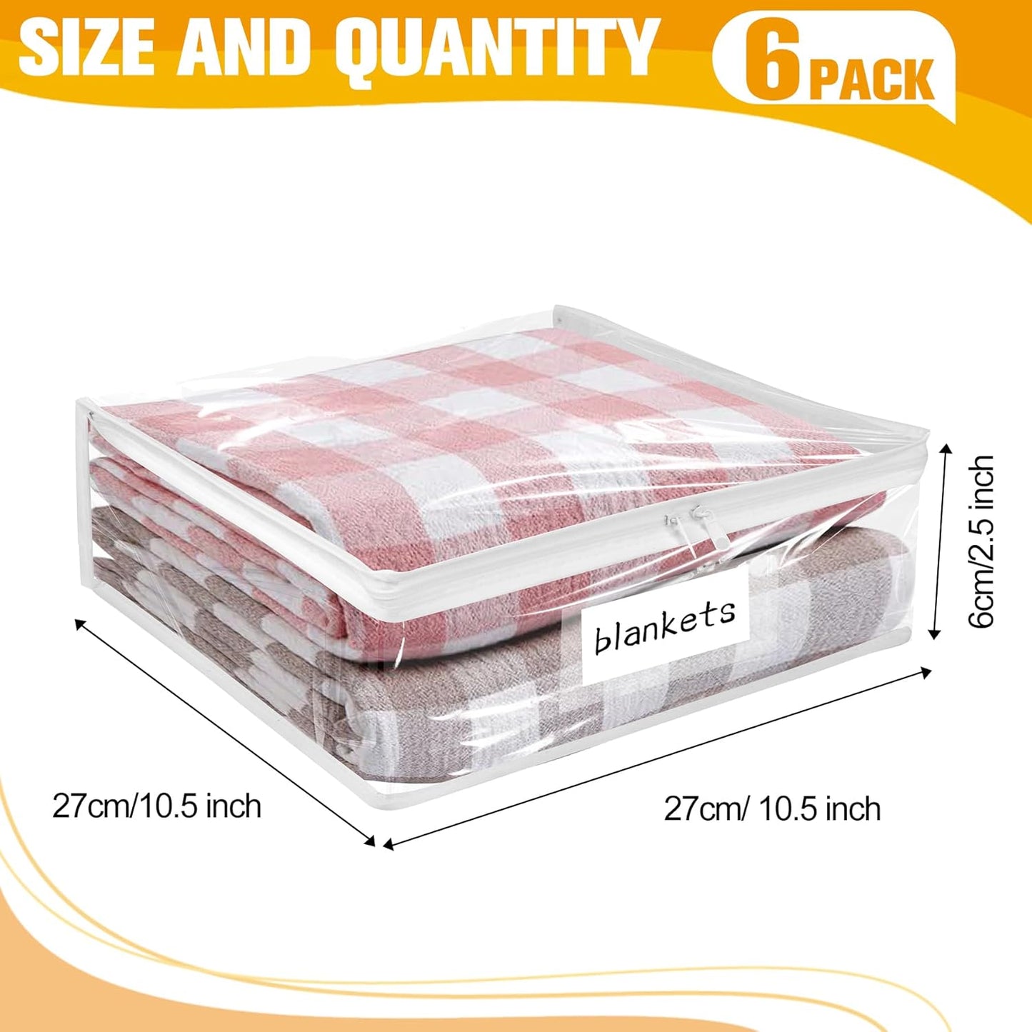 Plastic Storage Bags with Easy-Glide Zipper, Pack of 6